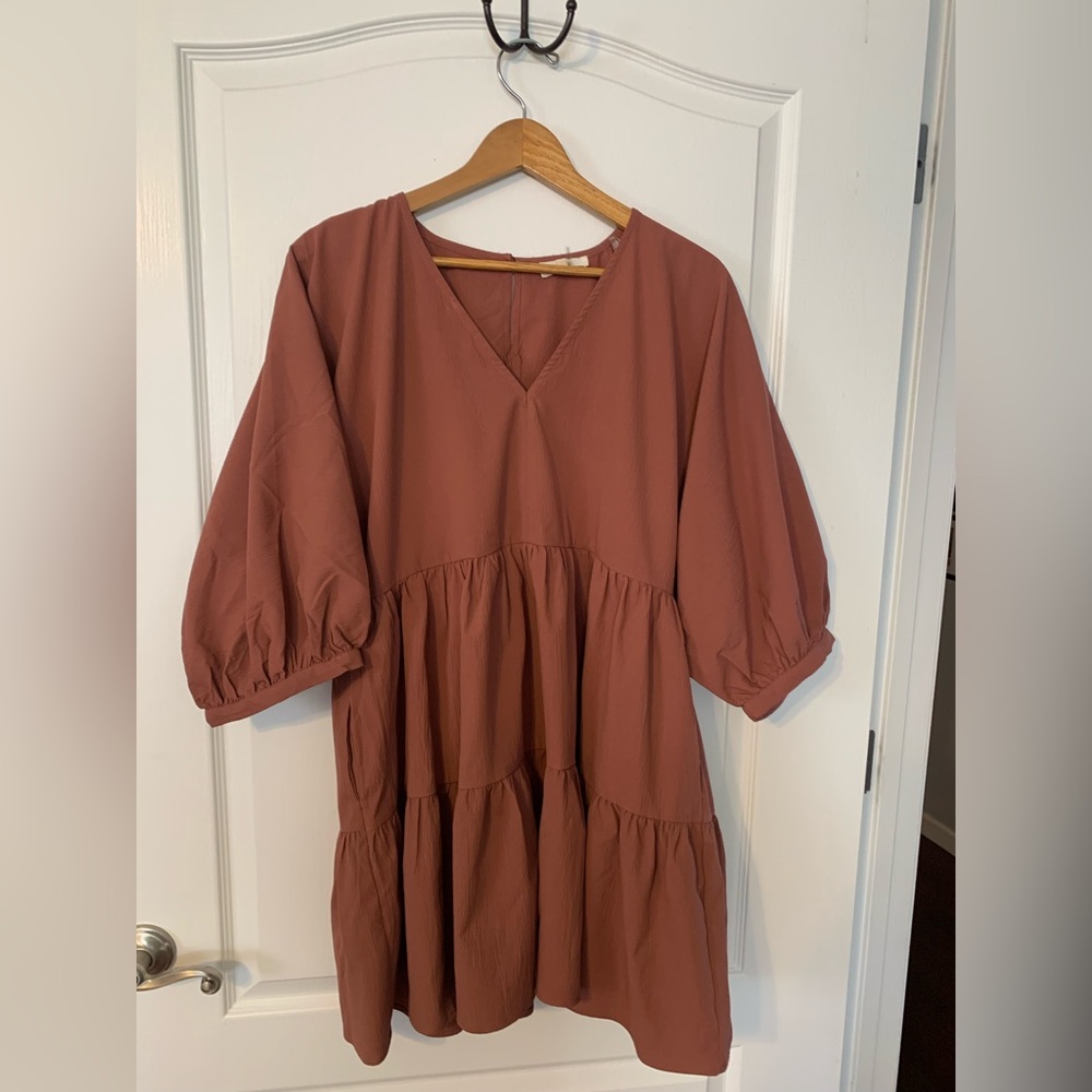 Entro Terracotta V-Neck Dress